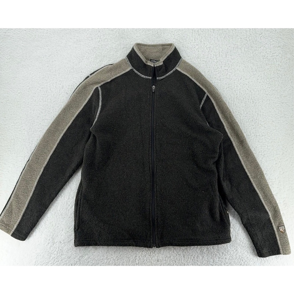 KUHL ALFPACA FLEECE BROWN FULL-ZIP SWEATER LARGE